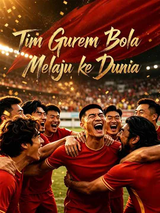 Poster Tim Gurem Bola Melaju ke Dunia